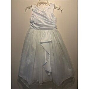 Girls Holy Communion Flower Girl White Dress + Veil Tulle Event SZ 8